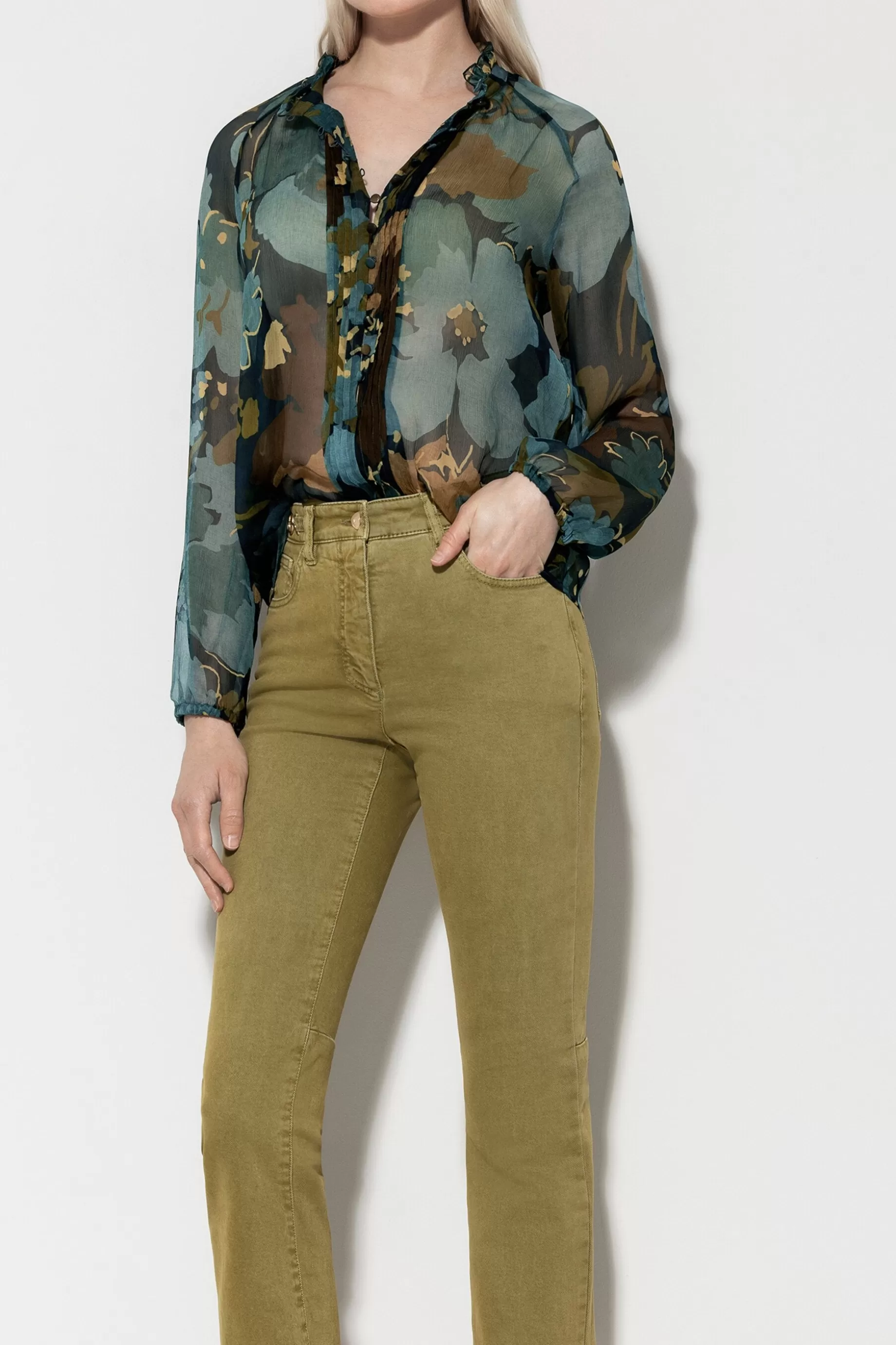 Blouse à Nervures Avec Imprimé Floral>LUISA CERANO Hot